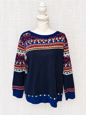 Vintage Tradition Country Collection Fair Isle Nordic Sweater Petite L 16P